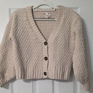 Pink Republic Textured Cream Cardigan